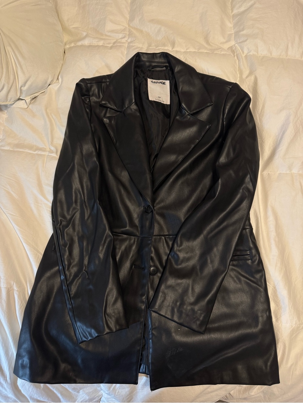 Garage Black Leather Blazer